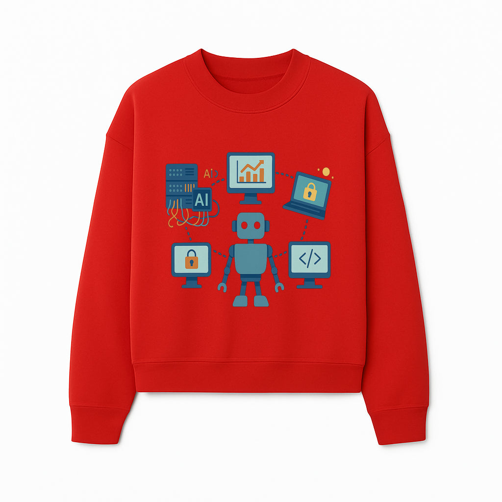 AI Robot Technology Illustration for Data Security, Analytics, and Coding - Digital Art Print for Tech Enthusiasts - Sweatshirt 1758004729659.jpg