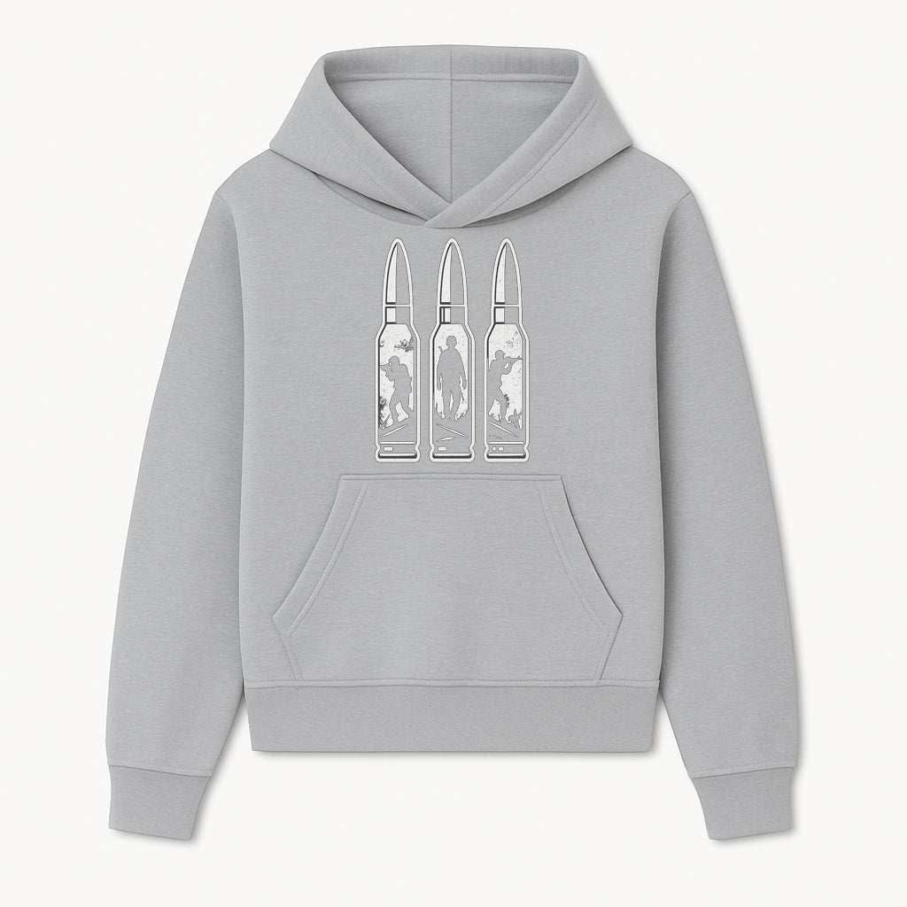 Bullet Art Print with Soldier Silhouettes | Military Decor | Unique Wall Art for Gun Enthusiasts | Home or Office Decoration - Hoodie 1758008559010.jpg
