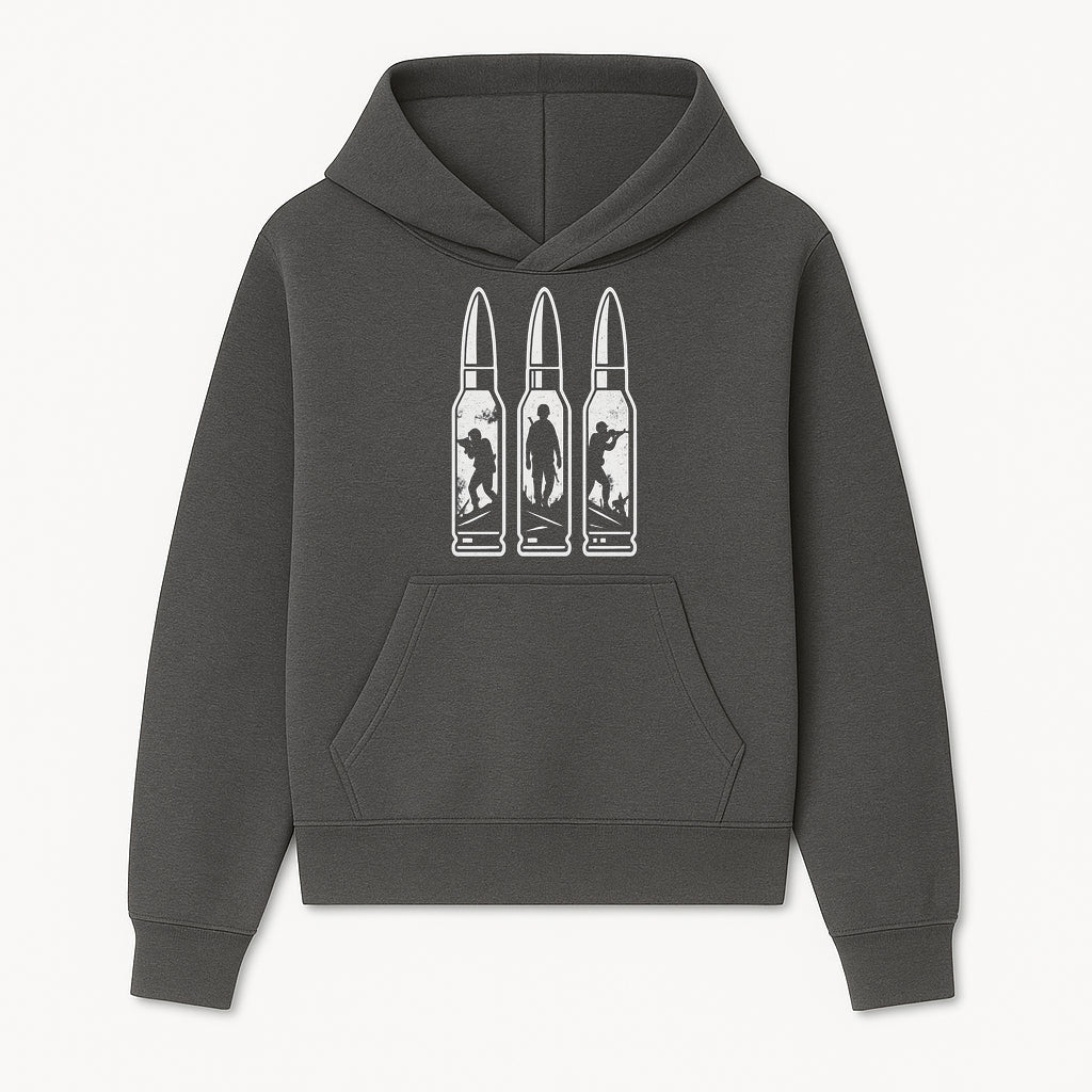 Bullet Art Print with Soldier Silhouettes | Military Decor | Unique Wall Art for Gun Enthusiasts | Home or Office Decoration - Hoodie 1758008559319.jpg