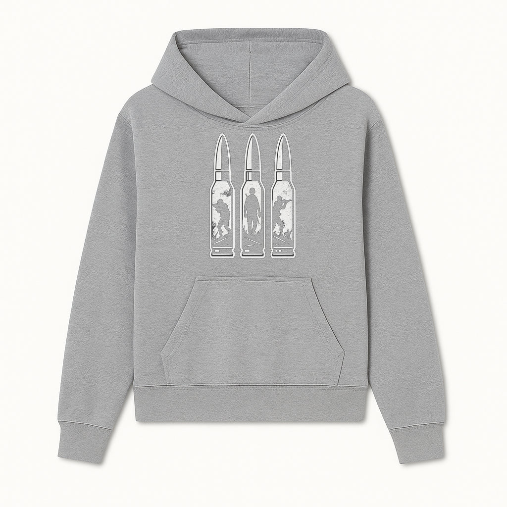 Bullet Art Print with Soldier Silhouettes | Military Decor | Unique Wall Art for Gun Enthusiasts | Home or Office Decoration - Hoodie 1758008559621.jpg