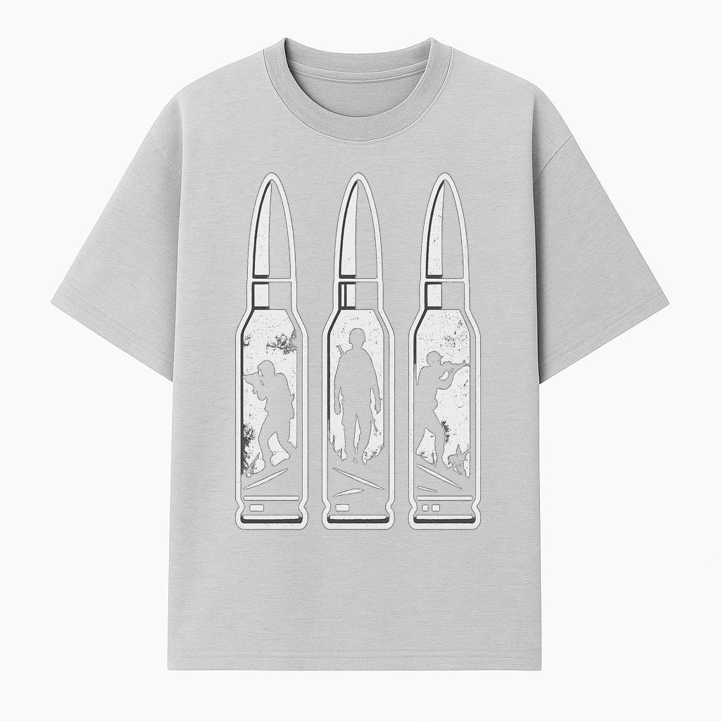 Bullet Art Print with Soldier Silhouettes | Military Decor | Unique Wall Art for Gun Enthusiasts | Home or Office Decoration - T-shirt 1758008562087.jpg