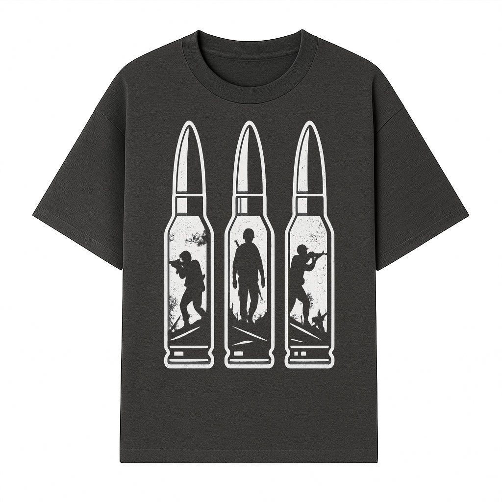 Bullet Art Print with Soldier Silhouettes | Military Decor | Unique Wall Art for Gun Enthusiasts | Home or Office Decoration - T-shirt 1758008562388.jpg