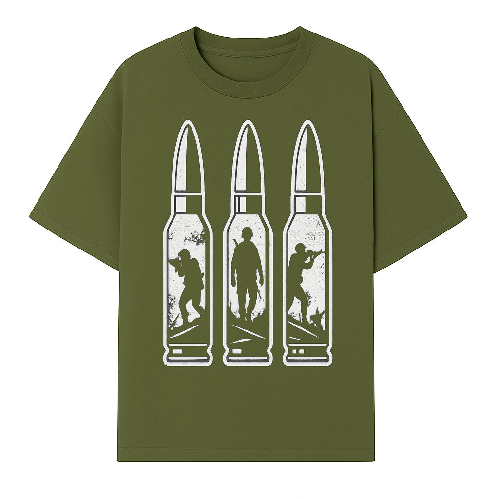 Bullet Art Print with Soldier Silhouettes | Military Decor | Unique Wall Art for Gun Enthusiasts | Home or Office Decoration - T-shirt 1758008562582.jpg
