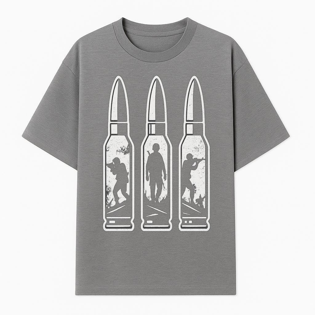 Bullet Art Print with Soldier Silhouettes | Military Decor | Unique Wall Art for Gun Enthusiasts | Home or Office Decoration - T-shirt 1758008562743.jpg