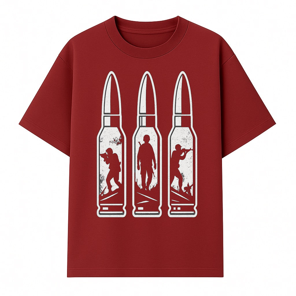 Bullet Art Print with Soldier Silhouettes | Military Decor | Unique Wall Art for Gun Enthusiasts | Home or Office Decoration - T-shirt 1758008563182.jpg