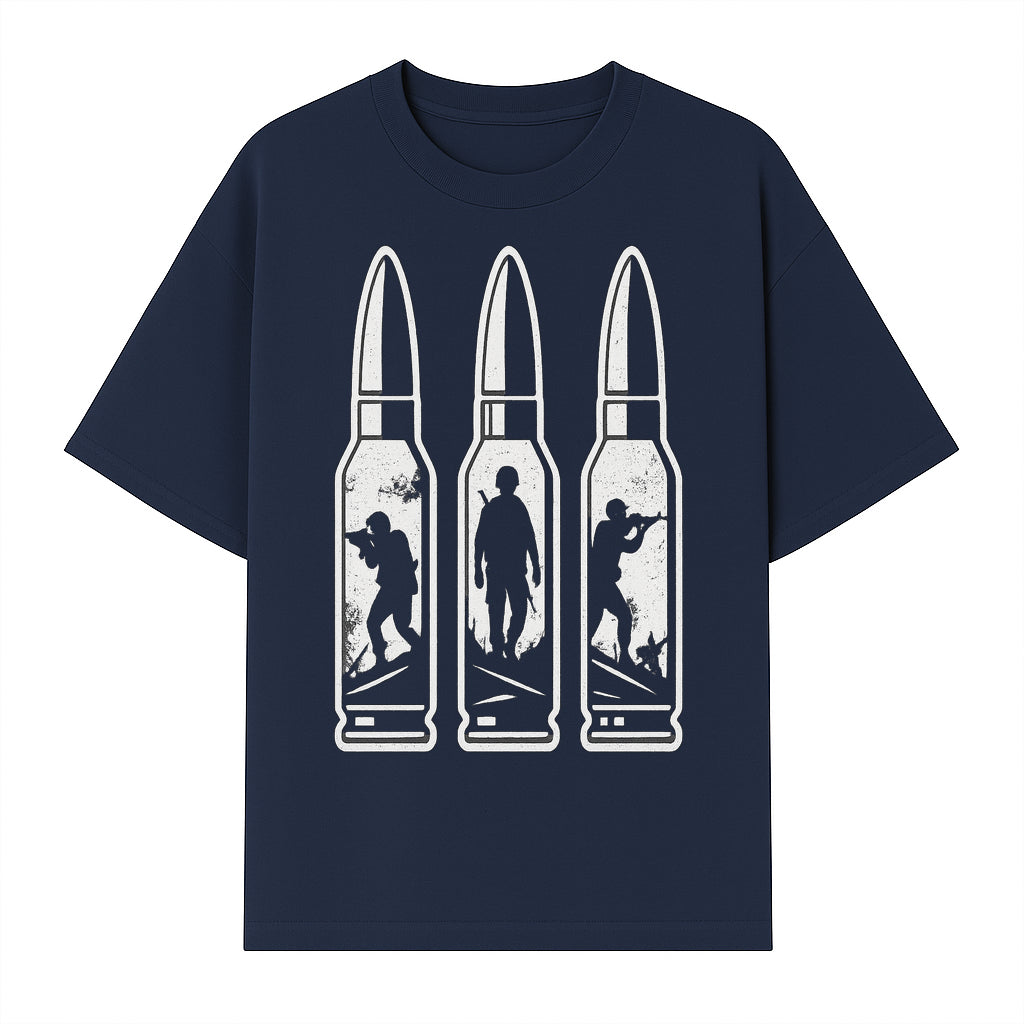 Bullet Art Print with Soldier Silhouettes | Military Decor | Unique Wall Art for Gun Enthusiasts | Home or Office Decoration - T-shirt 1758008563297.jpg