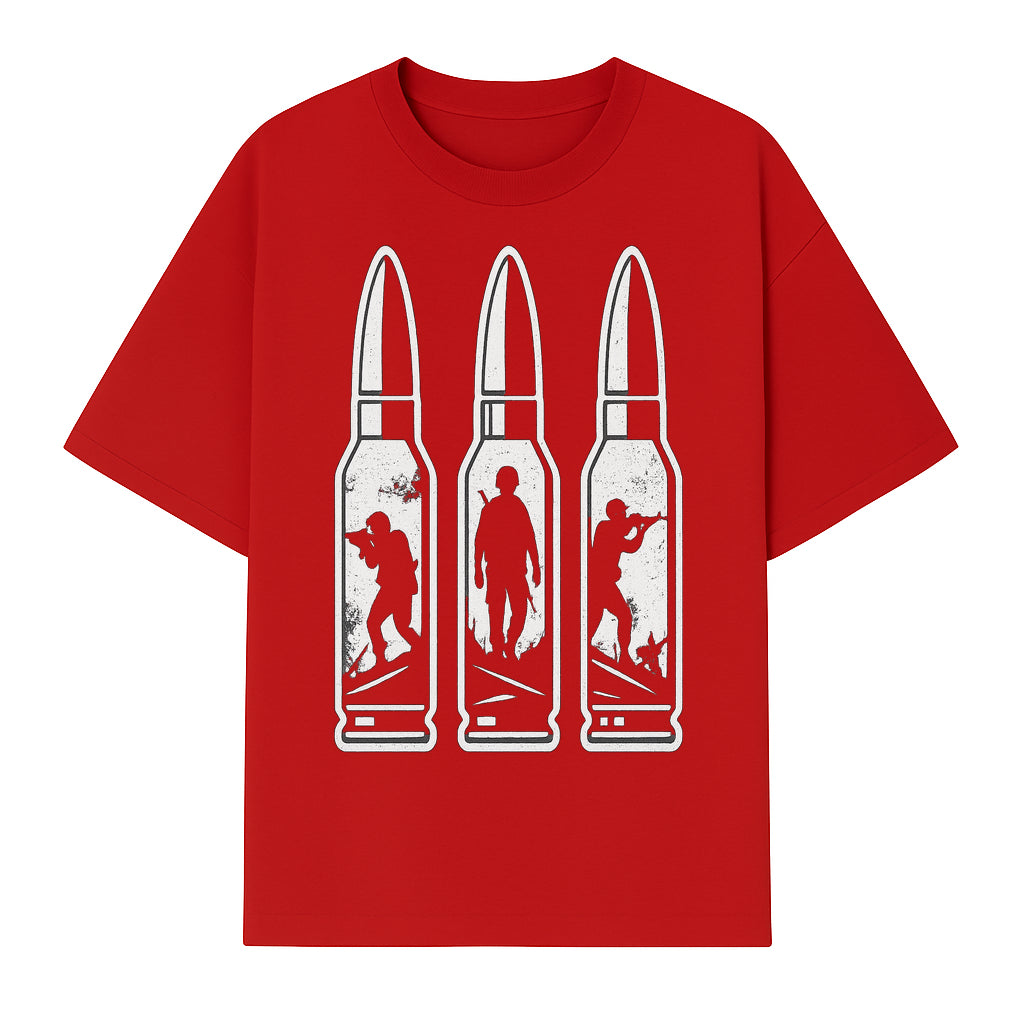 Bullet Art Print with Soldier Silhouettes | Military Decor | Unique Wall Art for Gun Enthusiasts | Home or Office Decoration - T-shirt 1758008563450.jpg