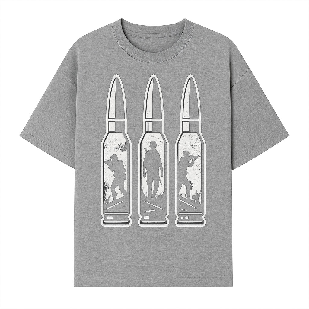 Bullet Art Print with Soldier Silhouettes | Military Decor | Unique Wall Art for Gun Enthusiasts | Home or Office Decoration - T-shirt 1758008563570.jpg