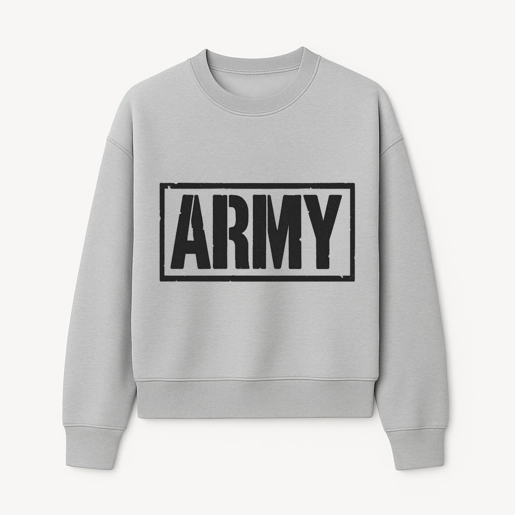 Bold 'ARMY' Graphic Print Wall Art Decor - Military-Inspired Home Decoration - Perfect for Veterans and Army Enthusiasts - Sweatshirt 1758008563961.jpg