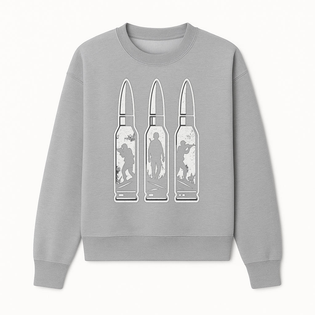 Bullet Art Print with Soldier Silhouettes | Military Decor | Unique Wall Art for Gun Enthusiasts | Home or Office Decoration - Sweatshirt 1758008565200.jpg