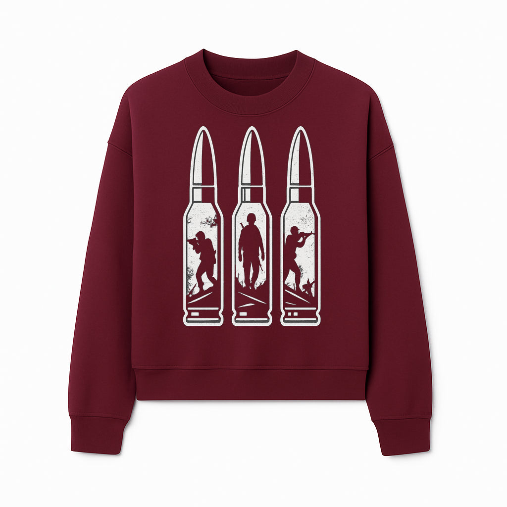 Bullet Art Print with Soldier Silhouettes | Military Decor | Unique Wall Art for Gun Enthusiasts | Home or Office Decoration - Sweatshirt 1758008566396.jpg