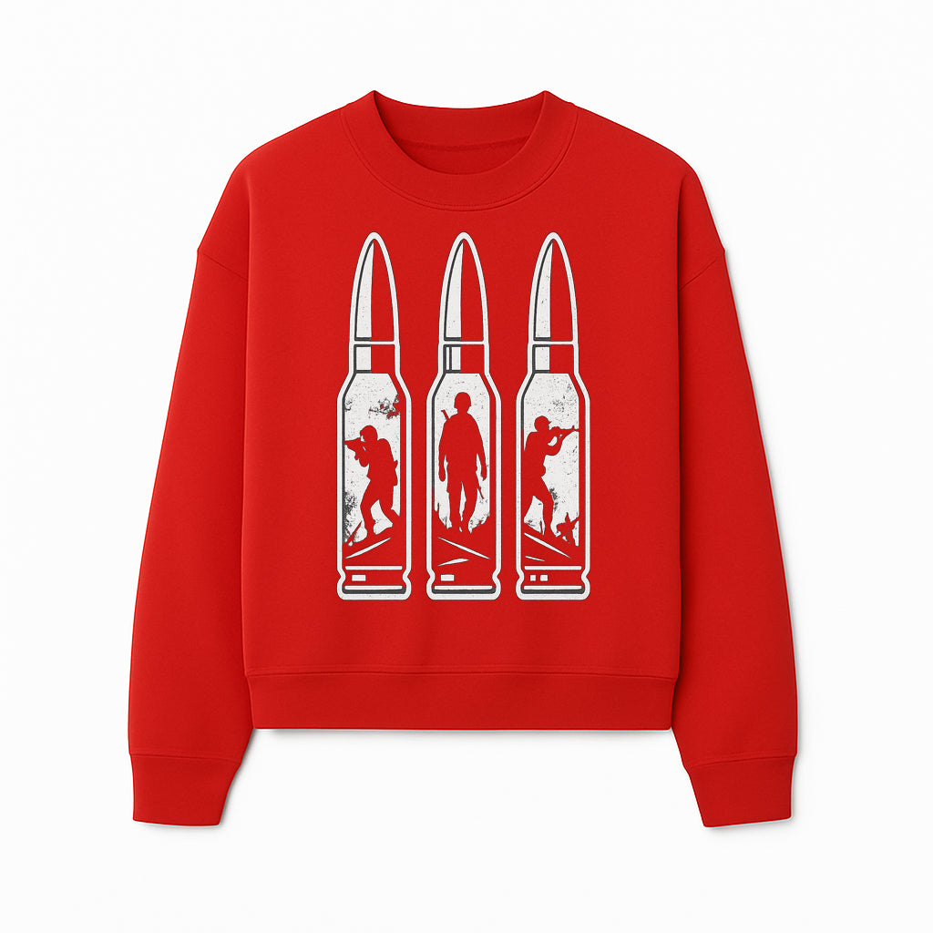 Bullet Art Print with Soldier Silhouettes | Military Decor | Unique Wall Art for Gun Enthusiasts | Home or Office Decoration - Sweatshirt 1758008566778.jpg