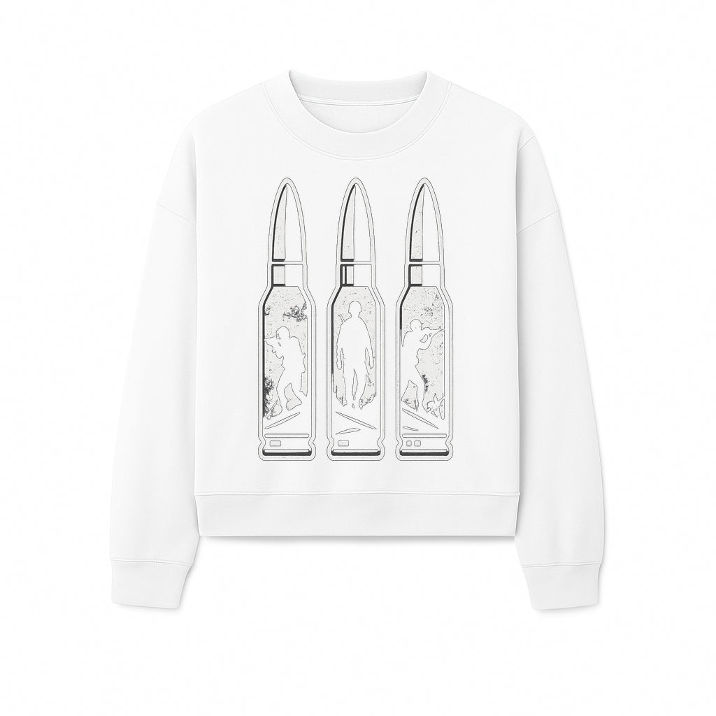 Bullet Art Print with Soldier Silhouettes | Military Decor | Unique Wall Art for Gun Enthusiasts | Home or Office Decoration - Sweatshirt 1758008567062.jpg