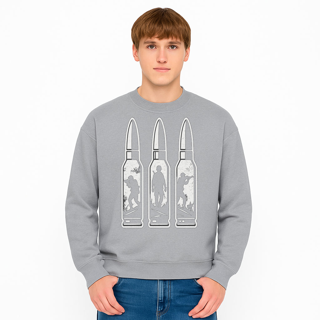 Bullet Art Print with Soldier Silhouettes | Military Decor | Unique Wall Art for Gun Enthusiasts | Home or Office Decoration - Sweatshirt 1758008568203.jpg