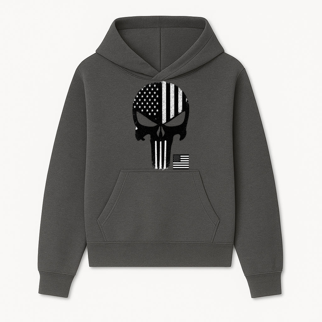 American Flag Skull Graphic Art Print | Punisher Style Decor | Military Inspired Wall Art | Vintage Distressed Artwork for Home - Hoodie 1758008571289.jpg