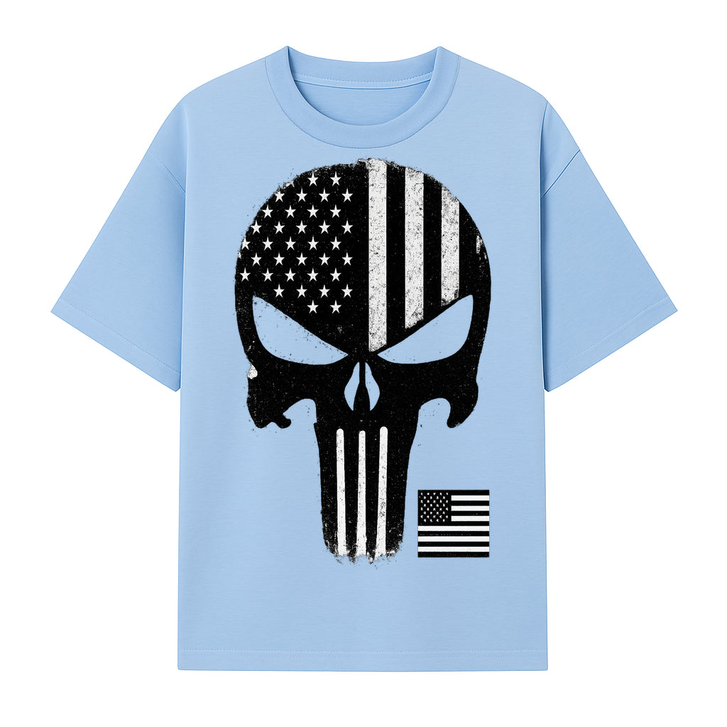 American Flag Skull Graphic Art Print | Punisher Style Decor | Military Inspired Wall Art | Vintage Distressed Artwork for Home - T-shirt 1758008574894.jpg