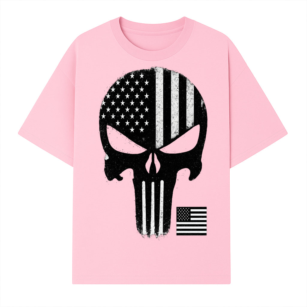 American Flag Skull Graphic Art Print | Punisher Style Decor | Military Inspired Wall Art | Vintage Distressed Artwork for Home - T-shirt 1758008575023.jpg