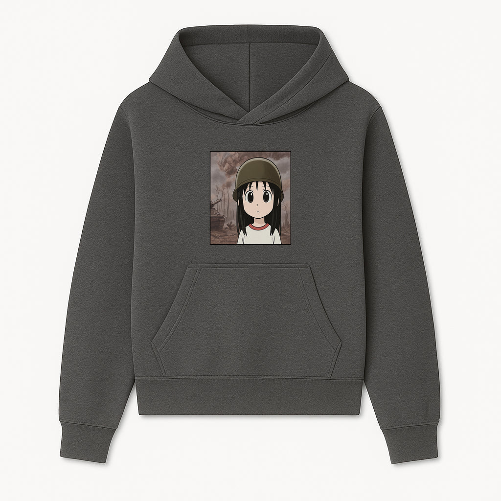 Anime Girl in Military Helmet Art Print - War Theme, Vintage Style, Character Illustration for Home Decor, Gifts for Fans - Hoodie 1758008575373.jpg