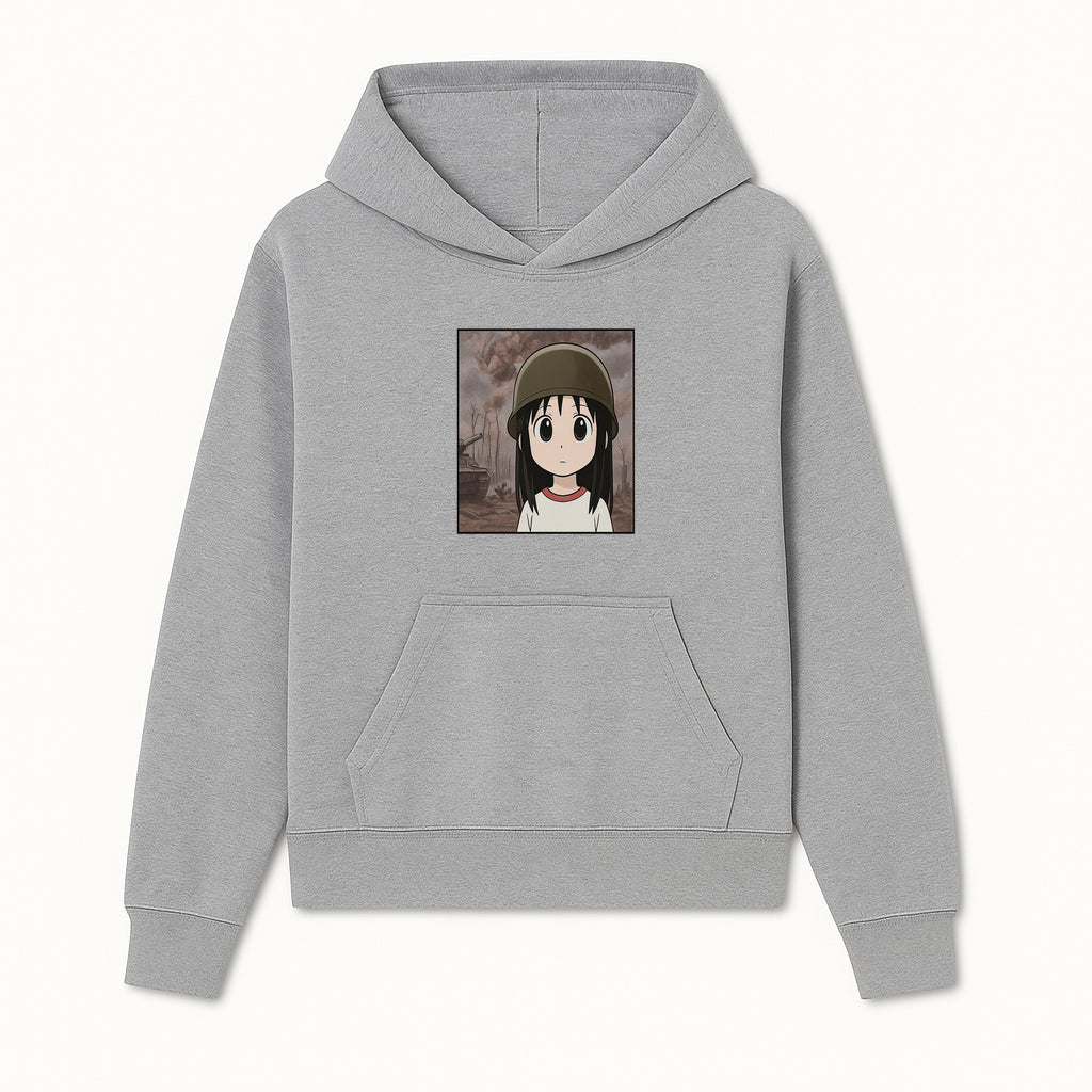 Anime Girl in Military Helmet Art Print - War Theme, Vintage Style, Character Illustration for Home Decor, Gifts for Fans - Hoodie 1758008575662.jpg