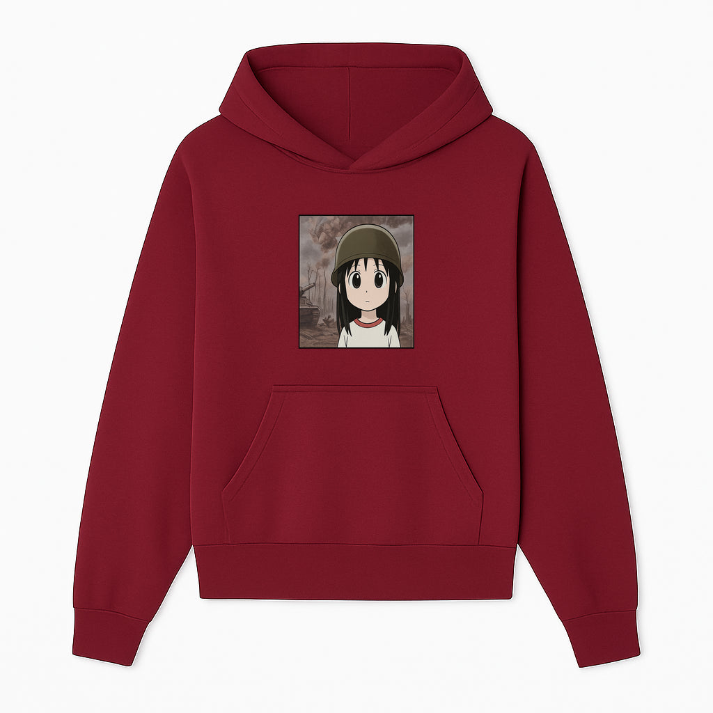 Anime Girl in Military Helmet Art Print - War Theme, Vintage Style, Character Illustration for Home Decor, Gifts for Fans - Hoodie 1758008576180.jpg