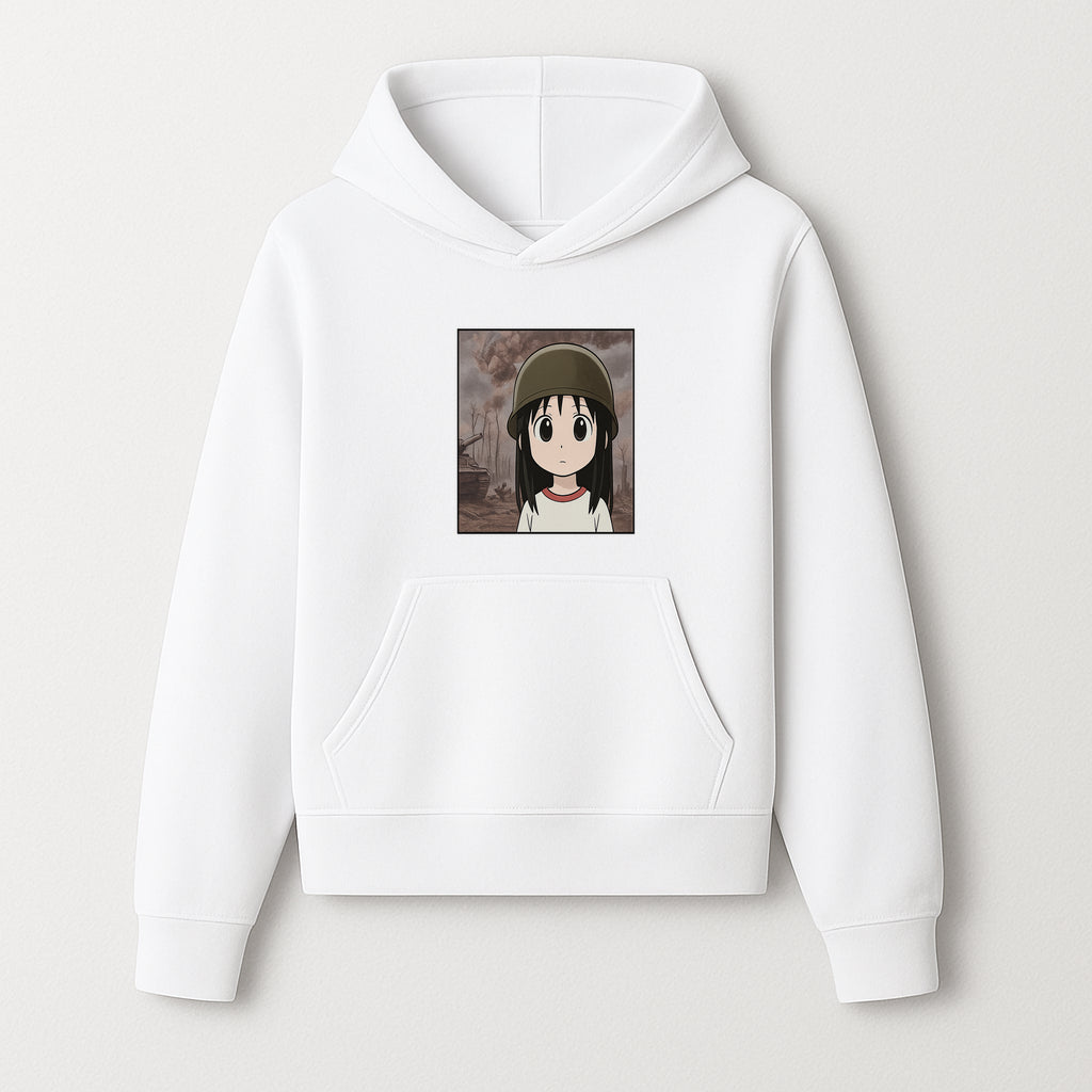 Anime Girl in Military Helmet Art Print - War Theme, Vintage Style, Character Illustration for Home Decor, Gifts for Fans - Hoodie 1758008576713.jpg