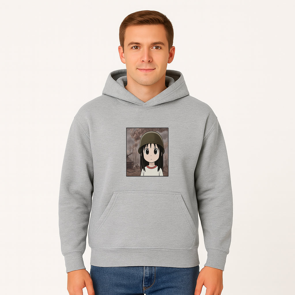Anime Girl in Military Helmet Art Print - War Theme, Vintage Style, Character Illustration for Home Decor, Gifts for Fans - Hoodie 1758008577879.jpg
