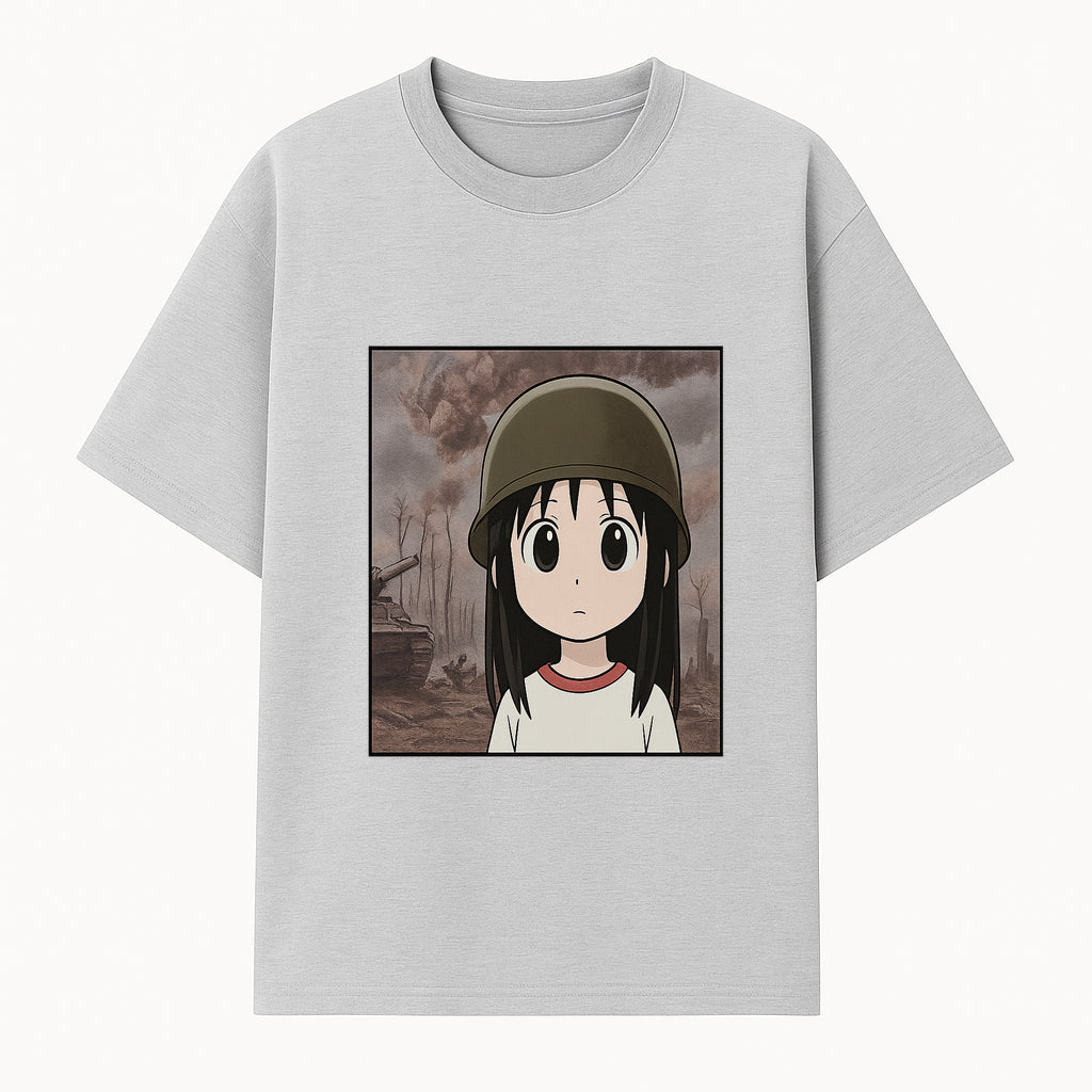 Anime Girl in Military Helmet Art Print - War Theme, Vintage Style, Character Illustration for Home Decor, Gifts for Fans - T-shirt 1758008578153.jpg