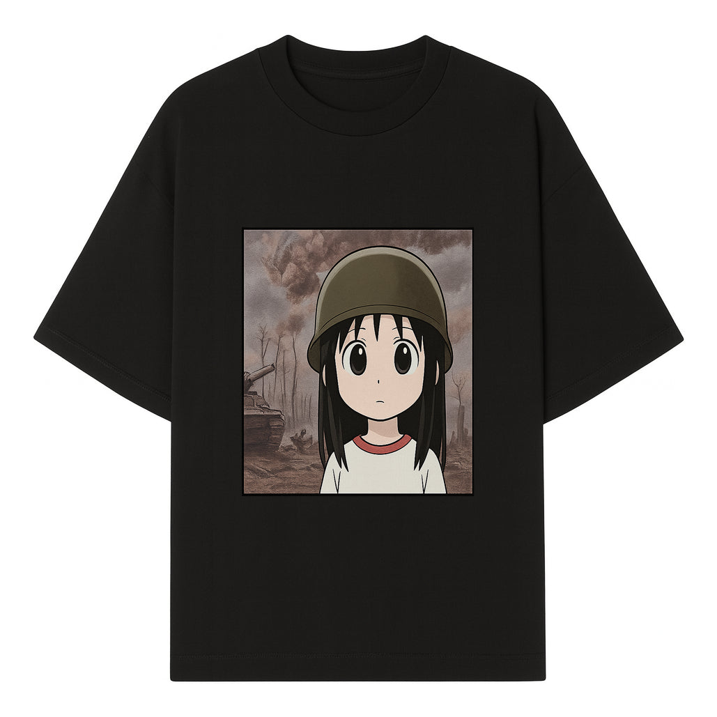 Anime Girl in Military Helmet Art Print - War Theme, Vintage Style, Character Illustration for Home Decor, Gifts for Fans - T-shirt 1758008578292.jpg