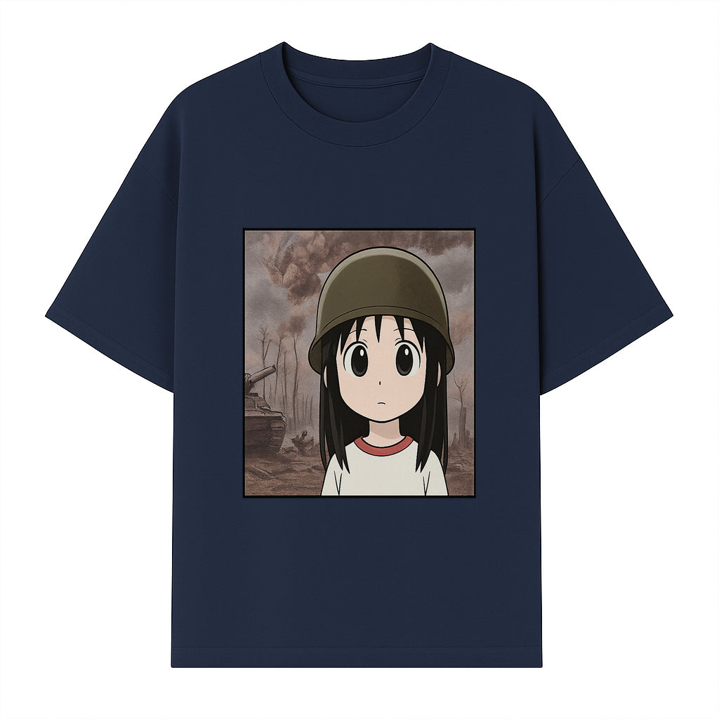 Anime Girl in Military Helmet Art Print - War Theme, Vintage Style, Character Illustration for Home Decor, Gifts for Fans - T-shirt 1758008579271.jpg
