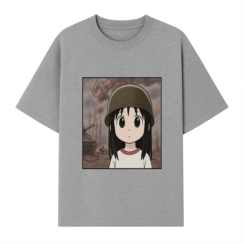 Anime Girl in Military Helmet Art Print - War Theme, Vintage Style, Character Illustration for Home Decor, Gifts for Fans - T-shirt 1758008579505.jpg