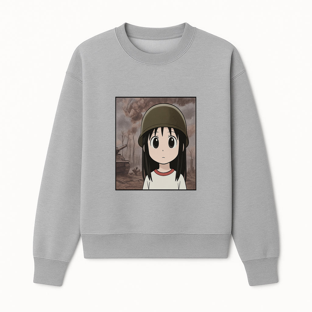 Anime Girl in Military Helmet Art Print - War Theme, Vintage Style, Character Illustration for Home Decor, Gifts for Fans - Sweatshirt 1758008581028.jpg
