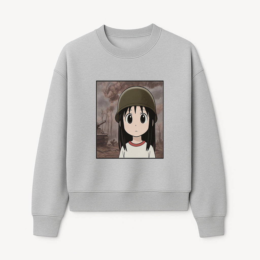 Anime Girl in Military Helmet Art Print - War Theme, Vintage Style, Character Illustration for Home Decor, Gifts for Fans - Sweatshirt 1758008581527.jpg