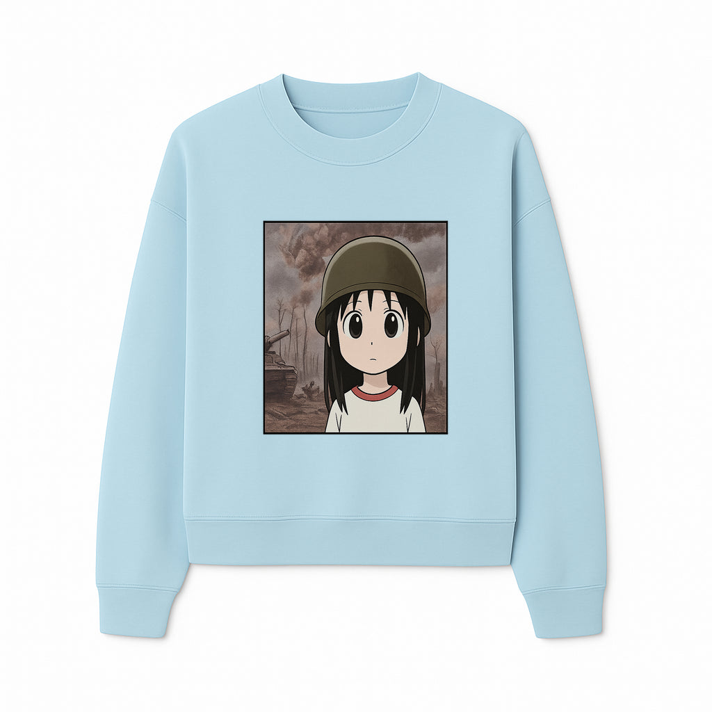 Anime Girl in Military Helmet Art Print - War Theme, Vintage Style, Character Illustration for Home Decor, Gifts for Fans - Sweatshirt 1758008581669.jpg