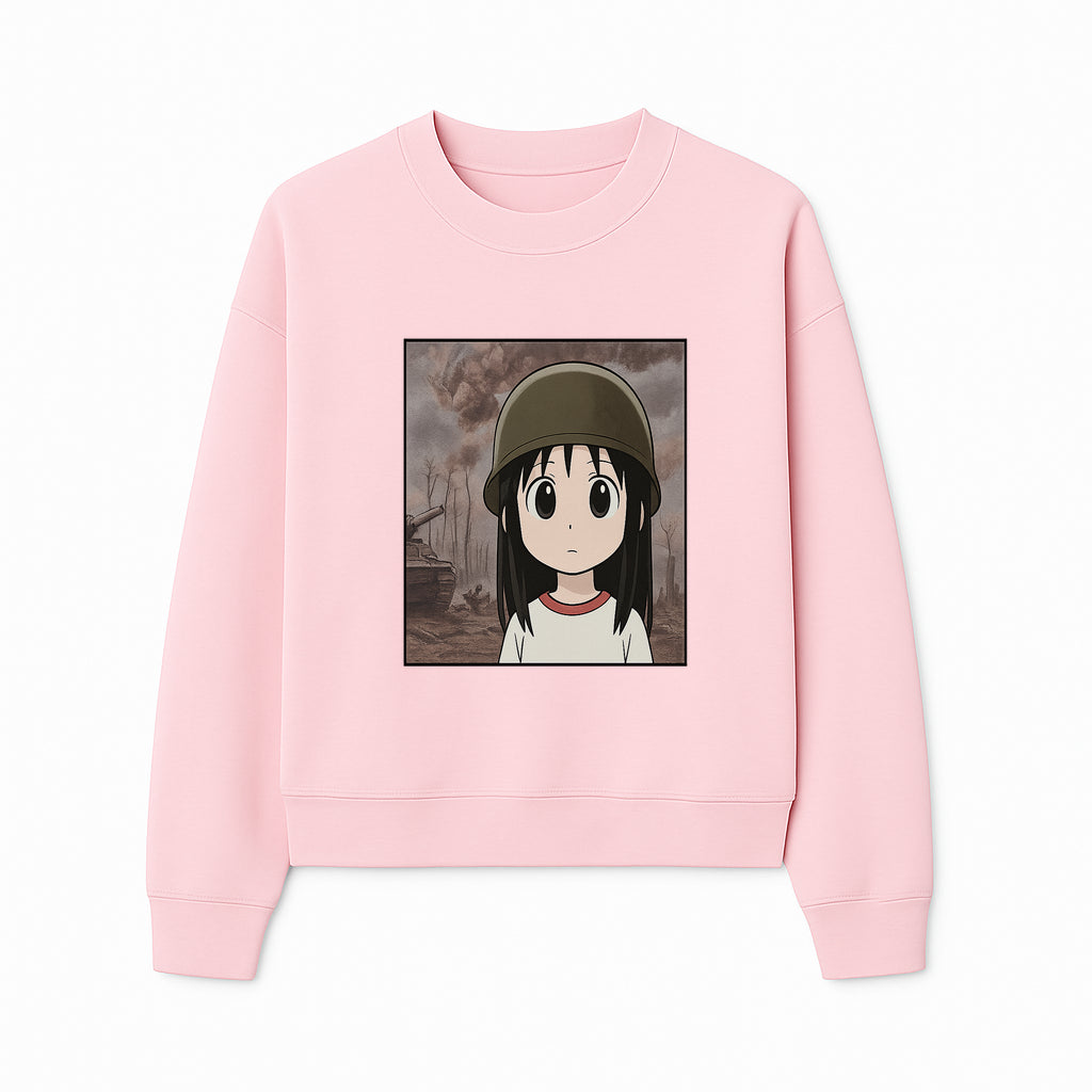 Anime Girl in Military Helmet Art Print - War Theme, Vintage Style, Character Illustration for Home Decor, Gifts for Fans - Sweatshirt 1758008581788.jpg