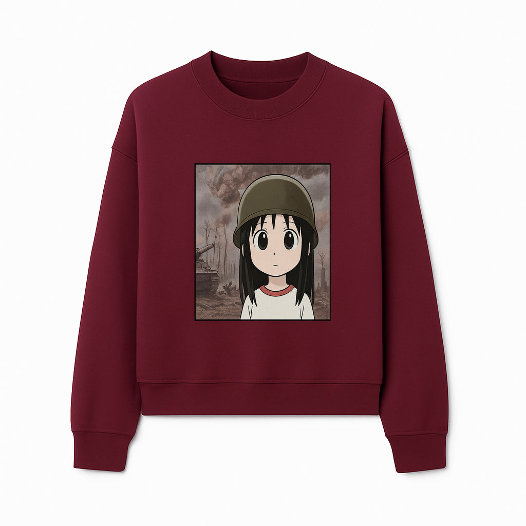 Anime Girl in Military Helmet Art Print - War Theme, Vintage Style, Character Illustration for Home Decor, Gifts for Fans - Sweatshirt 1758008581939.jpg