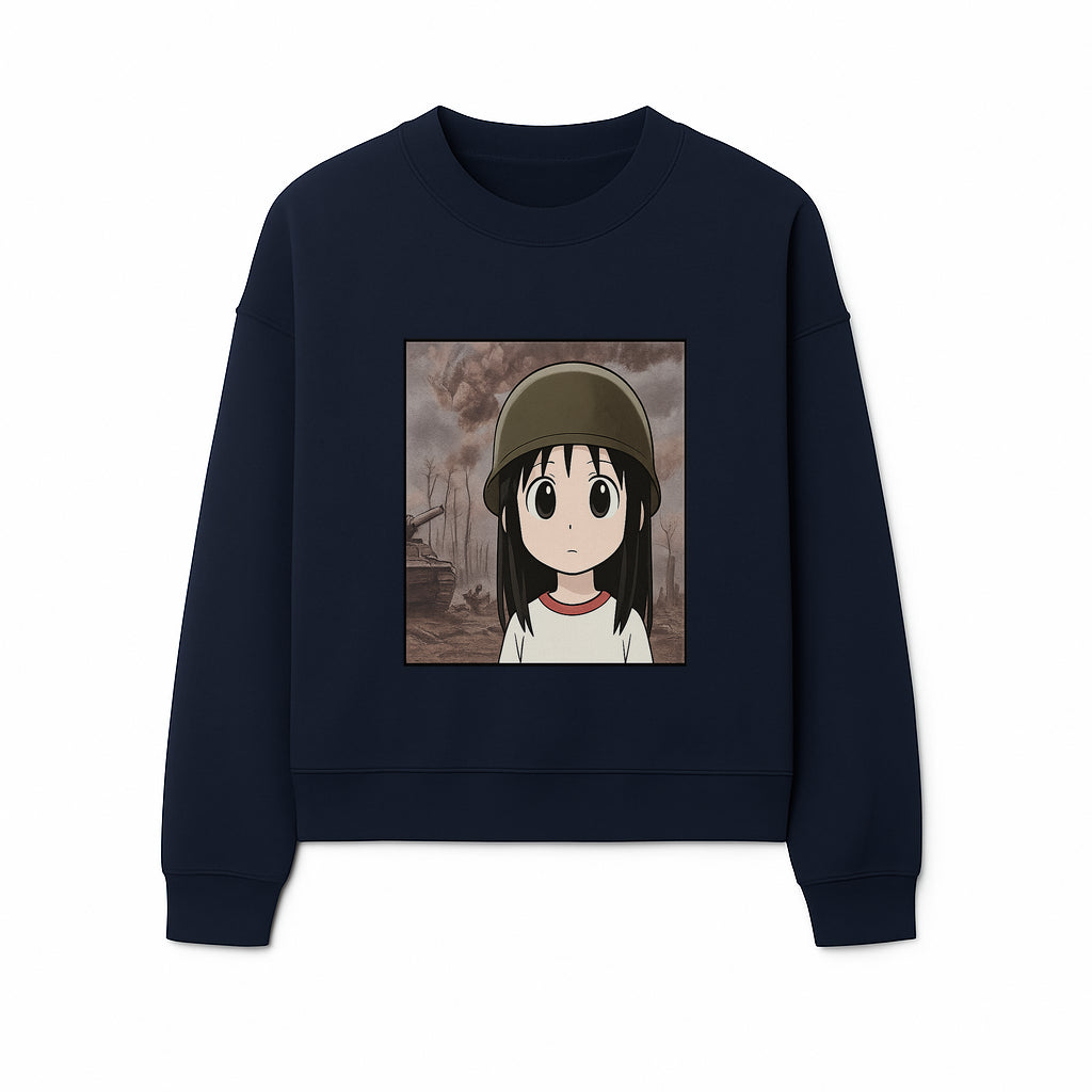 Anime Girl in Military Helmet Art Print - War Theme, Vintage Style, Character Illustration for Home Decor, Gifts for Fans - Sweatshirt 1758008582073.jpg