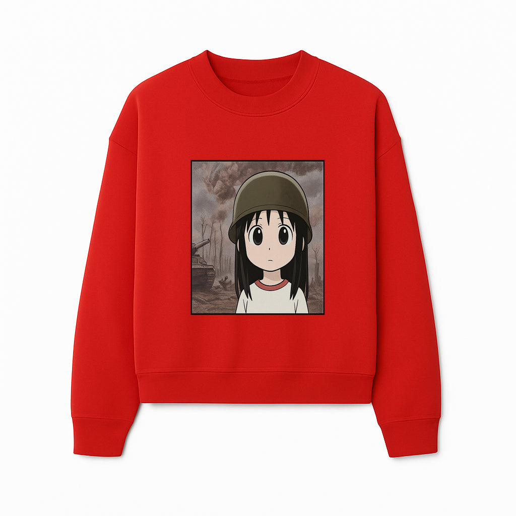 Anime Girl in Military Helmet Art Print - War Theme, Vintage Style, Character Illustration for Home Decor, Gifts for Fans - Sweatshirt 1758008582212.jpg