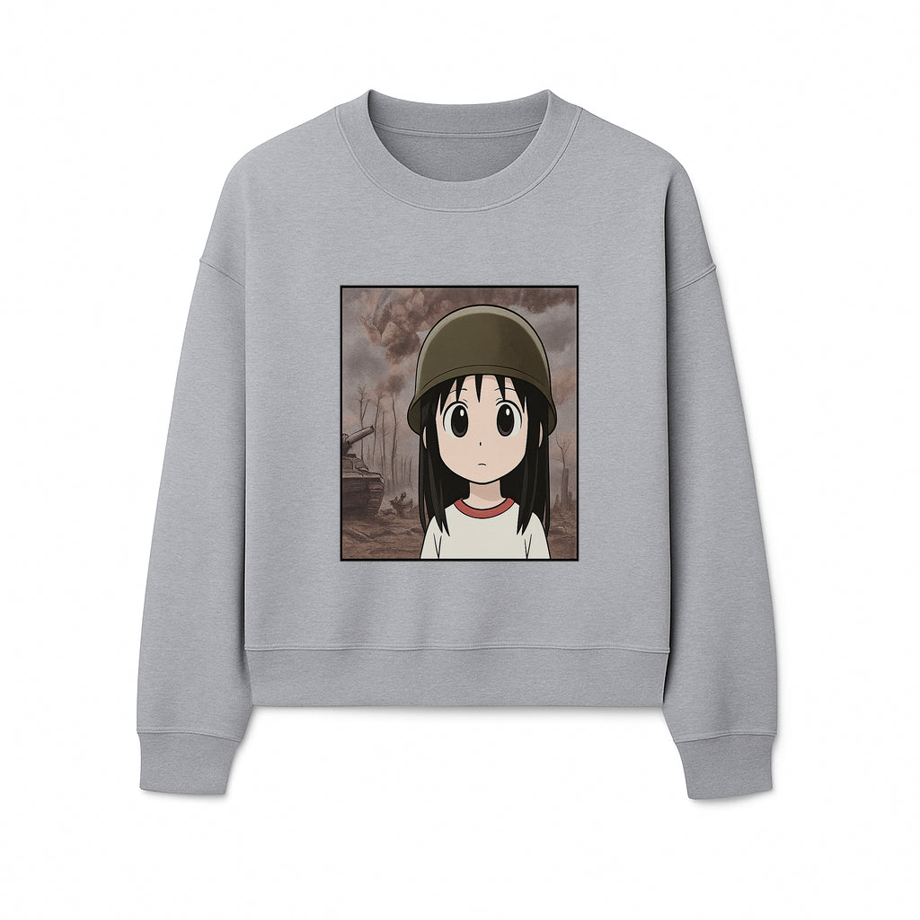 Anime Girl in Military Helmet Art Print - War Theme, Vintage Style, Character Illustration for Home Decor, Gifts for Fans - Sweatshirt 1758008582353.jpg