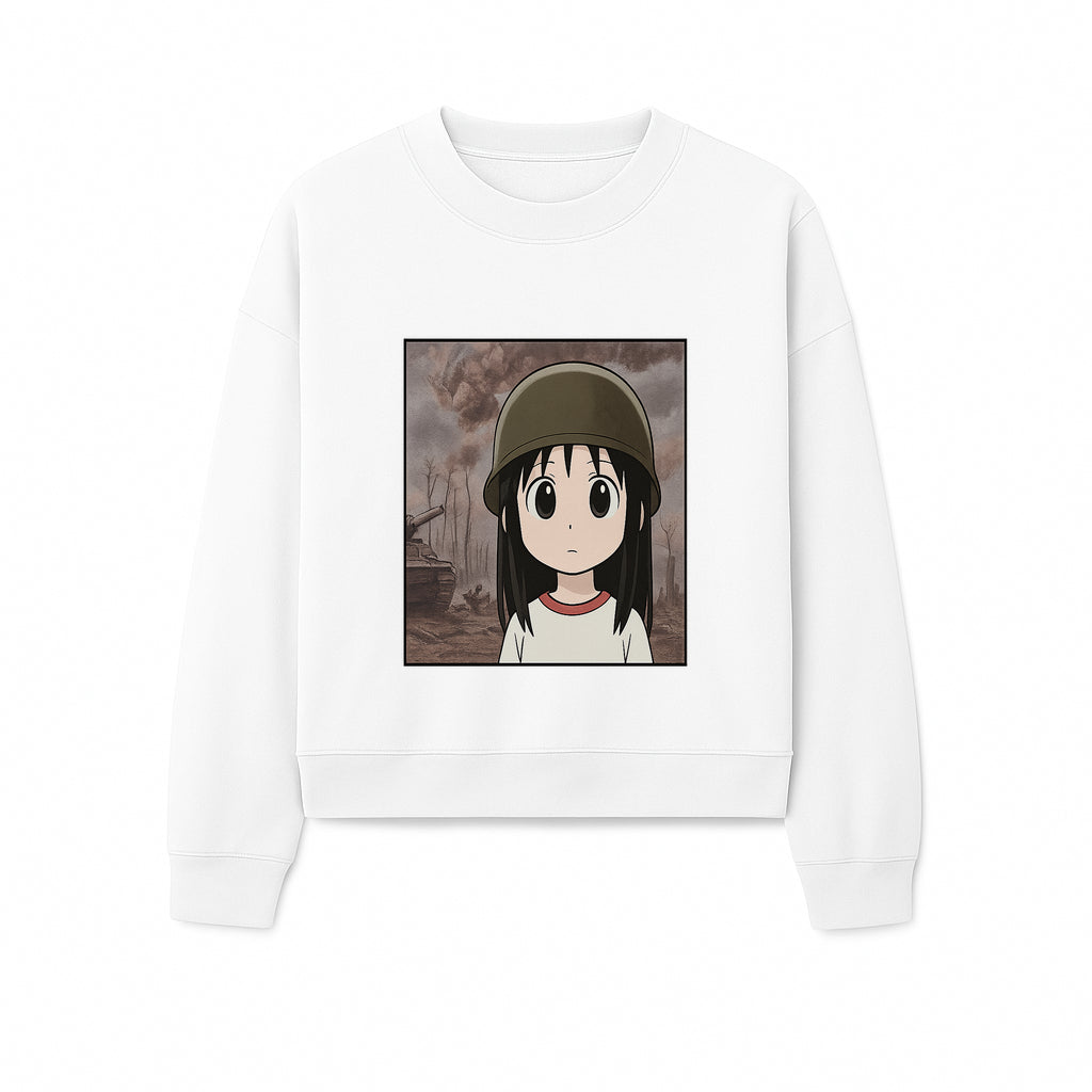 Anime Girl in Military Helmet Art Print - War Theme, Vintage Style, Character Illustration for Home Decor, Gifts for Fans - Sweatshirt 1758008582474.jpg