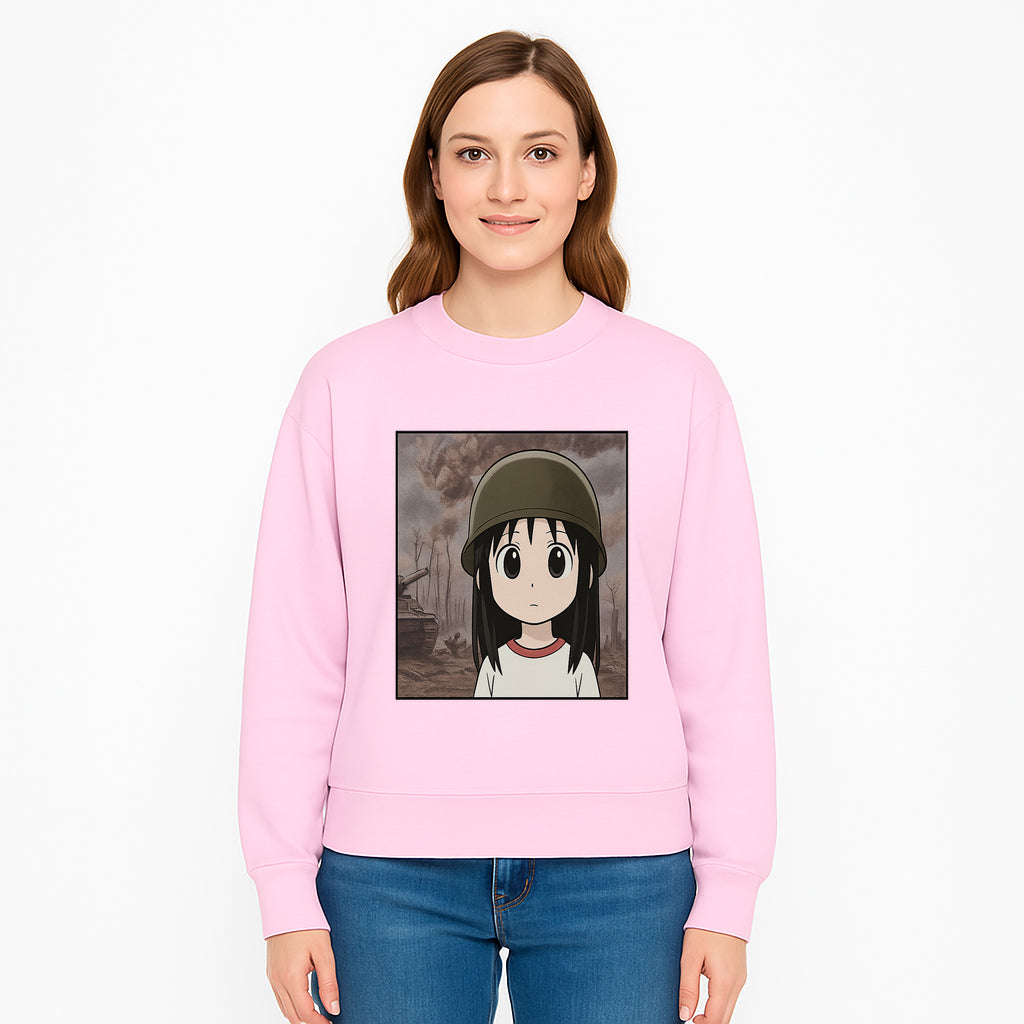 Anime Girl in Military Helmet Art Print - War Theme, Vintage Style, Character Illustration for Home Decor, Gifts for Fans - Sweatshirt 1758008583779.jpg