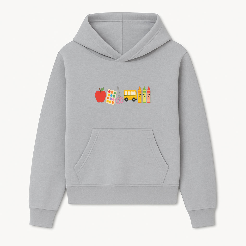 Colorful Kids' School Supplies Wall Art D cor - Apple, Crayons, Scissors & Bus - Classroom or Playroom Decoration - Hoodie 1758093353724.jpg