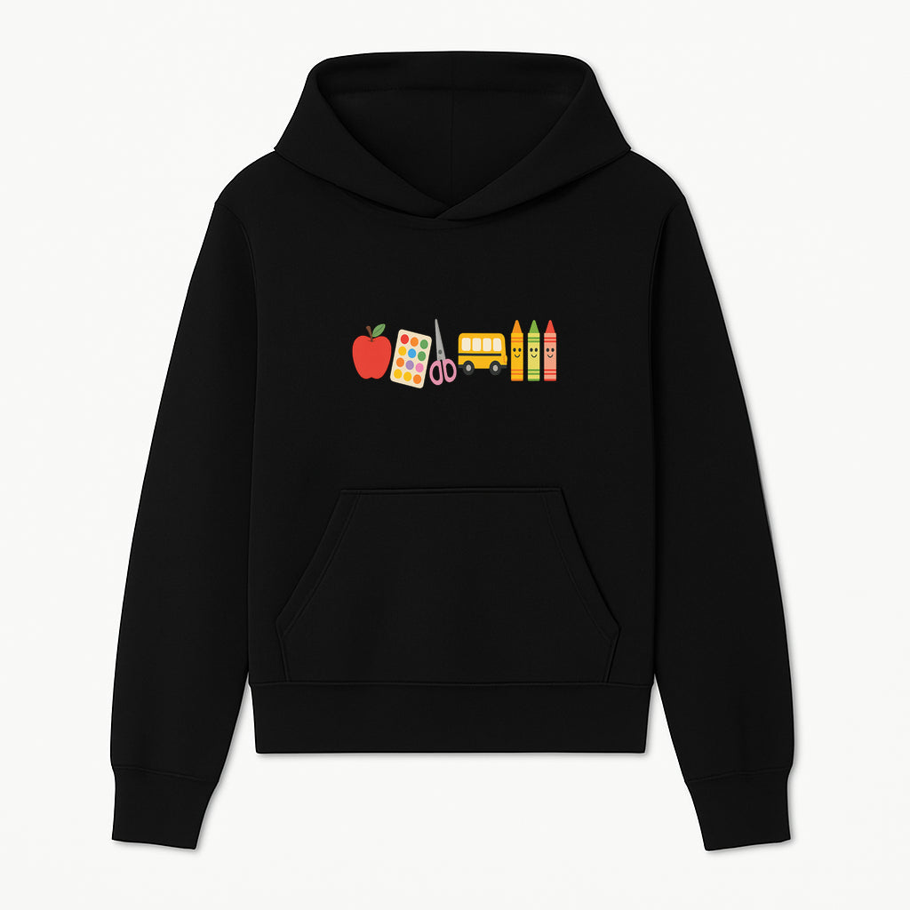 Colorful Kids' School Supplies Wall Art D cor - Apple, Crayons, Scissors & Bus - Classroom or Playroom Decoration - Hoodie 1758093353870.jpg