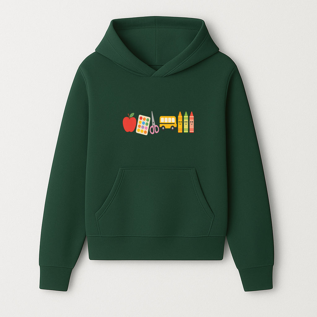 Colorful Kids' School Supplies Wall Art D cor - Apple, Crayons, Scissors & Bus - Classroom or Playroom Decoration - Hoodie 1758093354254.jpg
