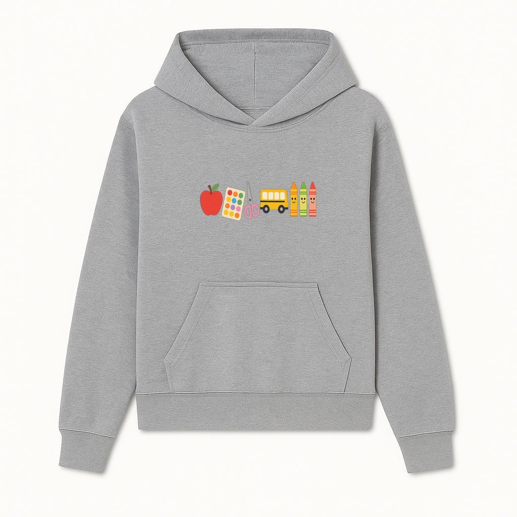 Colorful Kids' School Supplies Wall Art D cor - Apple, Crayons, Scissors & Bus - Classroom or Playroom Decoration - Hoodie 1758093354434.jpg