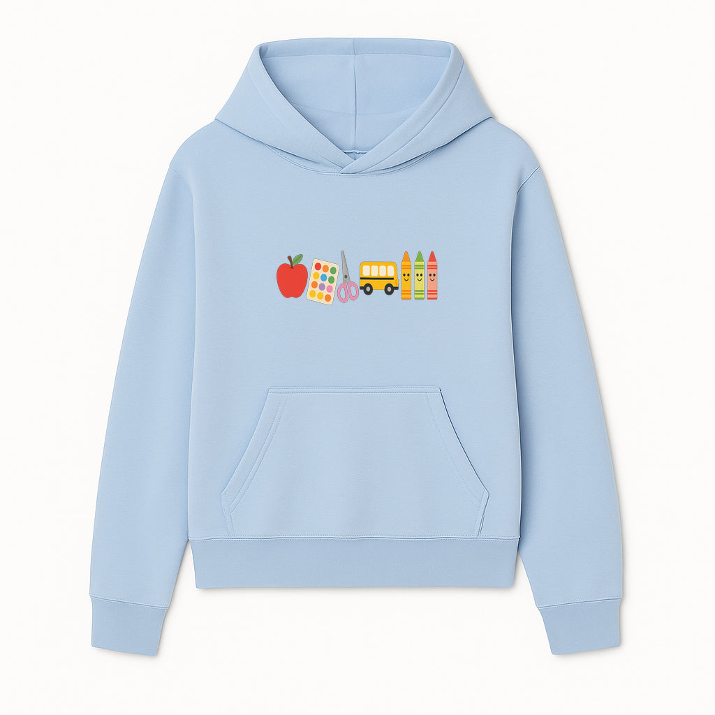 Colorful Kids' School Supplies Wall Art D cor - Apple, Crayons, Scissors & Bus - Classroom or Playroom Decoration - Hoodie 1758093354621.jpg