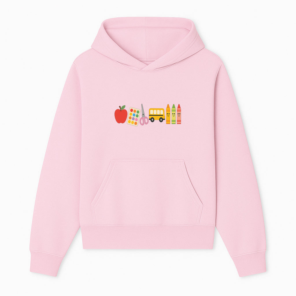 Colorful Kids' School Supplies Wall Art D cor - Apple, Crayons, Scissors & Bus - Classroom or Playroom Decoration - Hoodie 1758093354770.jpg