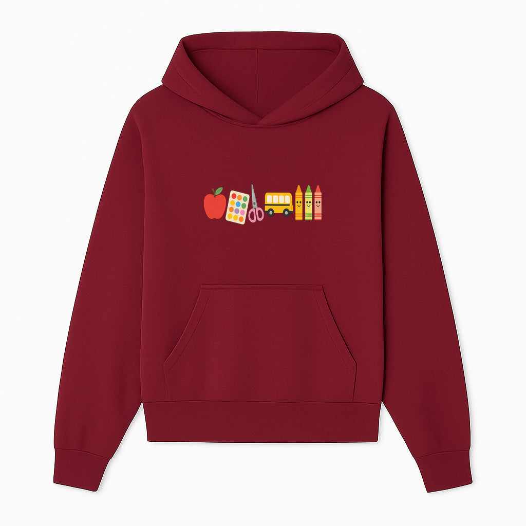 Colorful Kids' School Supplies Wall Art D cor - Apple, Crayons, Scissors & Bus - Classroom or Playroom Decoration - Hoodie 1758093354999.jpg