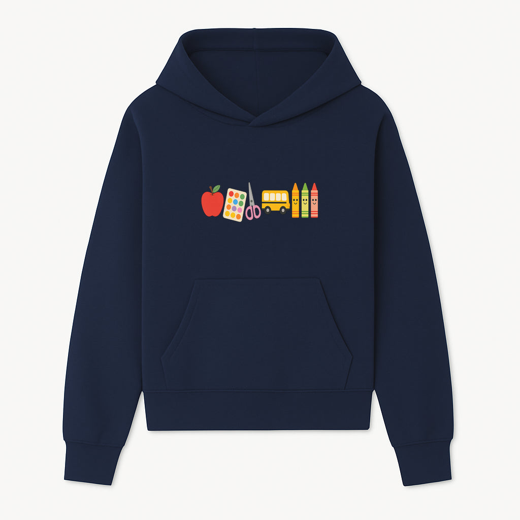 Colorful Kids' School Supplies Wall Art D cor - Apple, Crayons, Scissors & Bus - Classroom or Playroom Decoration - Hoodie 1758093355188.jpg