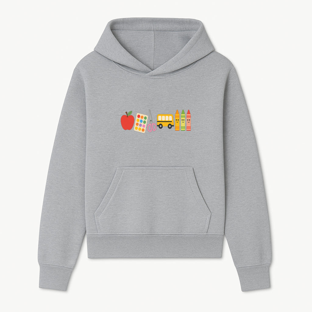 Colorful Kids' School Supplies Wall Art D cor - Apple, Crayons, Scissors & Bus - Classroom or Playroom Decoration - Hoodie 1758093355502.jpg