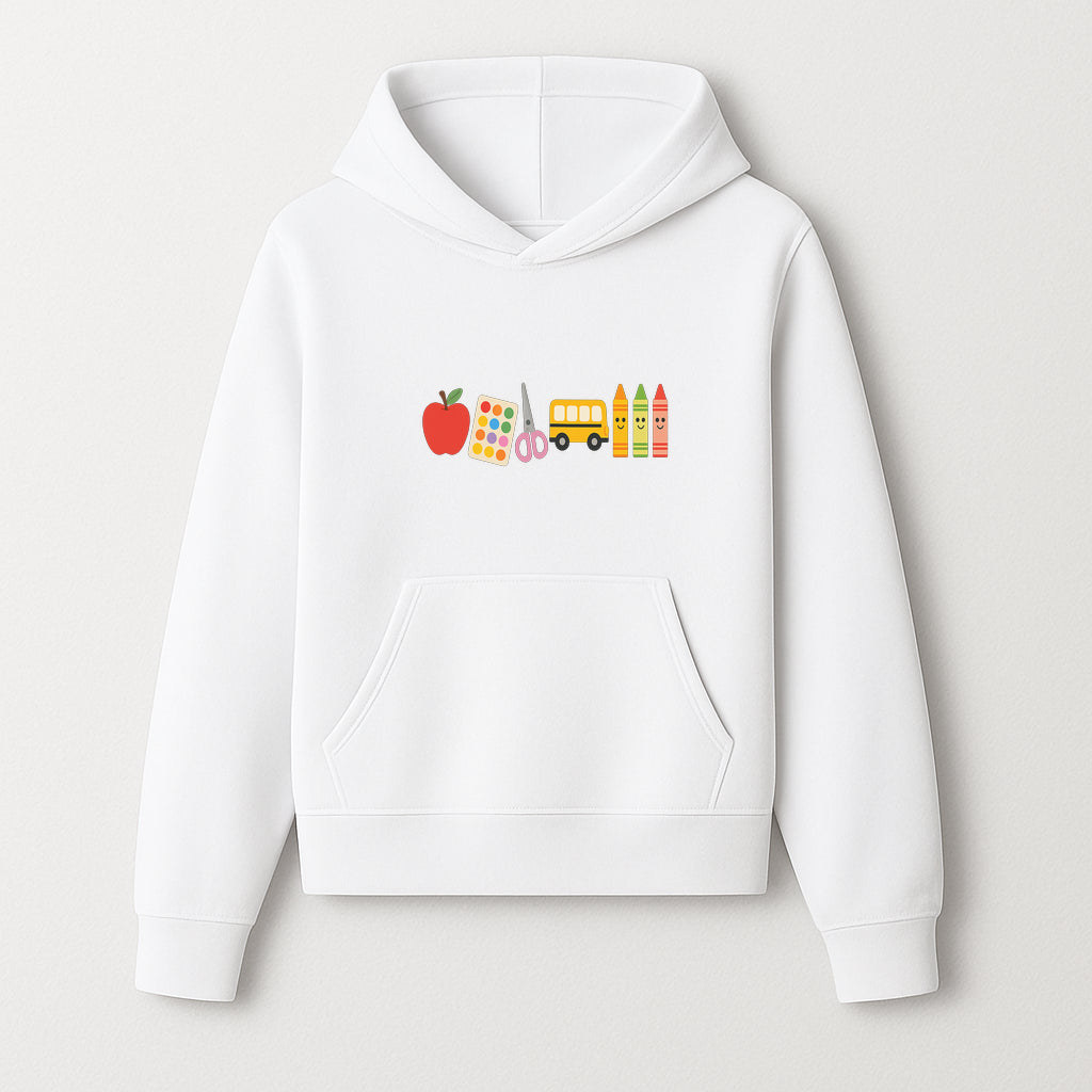 Colorful Kids' School Supplies Wall Art D cor - Apple, Crayons, Scissors & Bus - Classroom or Playroom Decoration - Hoodie 1758093355688.jpg